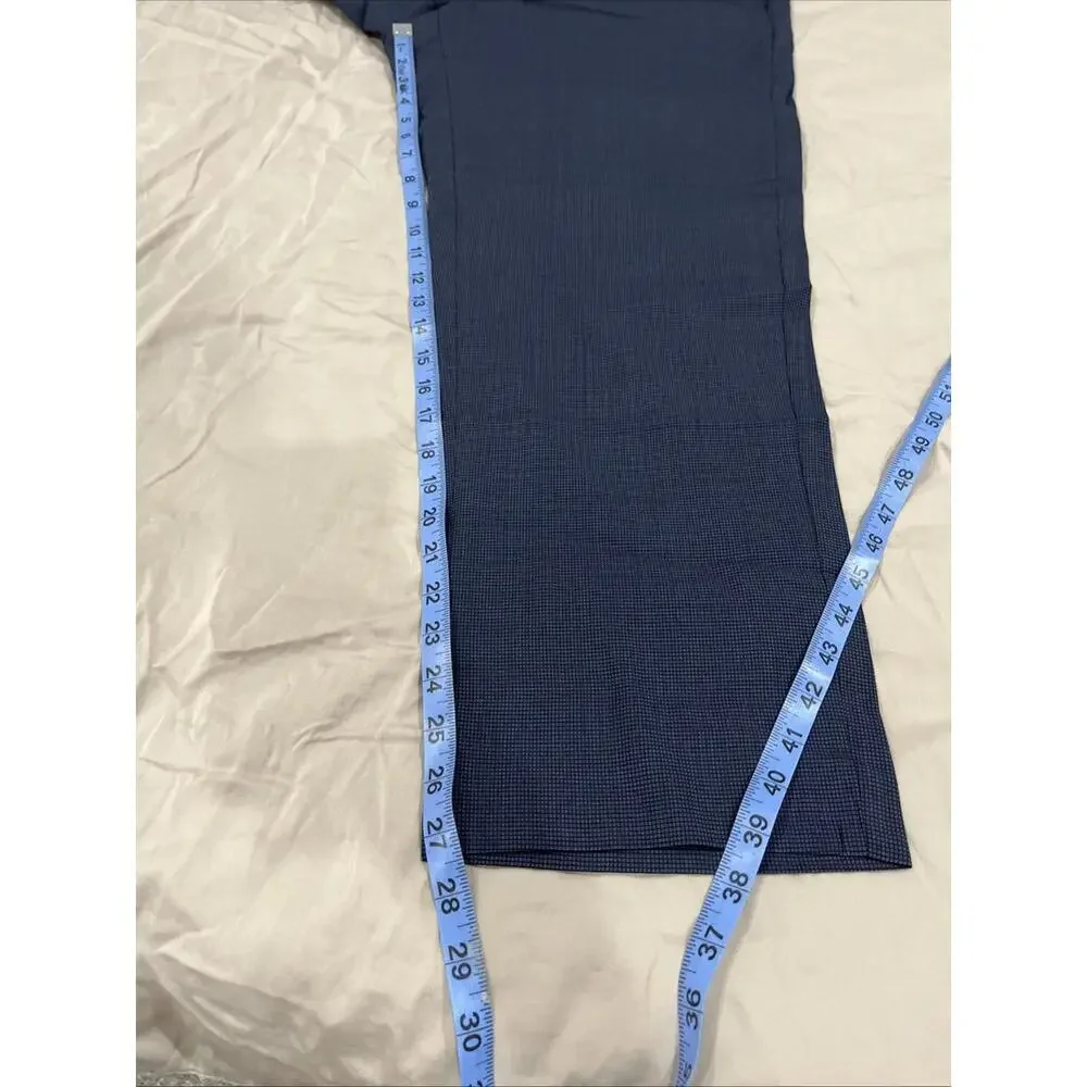 LUIGI BIANCHI MANTOVA LBM MENS DRESS PANTS 38x27 BLUE PATTERN MADE IN ITALY VGC!